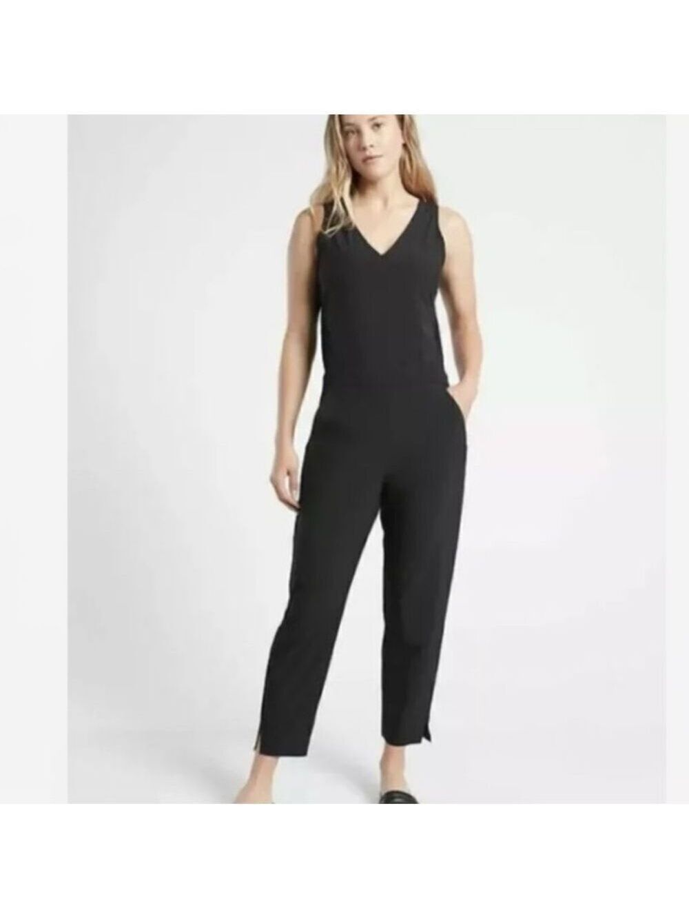 Athleta Brooklyn‎ Ribbed V-Neck Sleeveless High Waist Jumpsuit